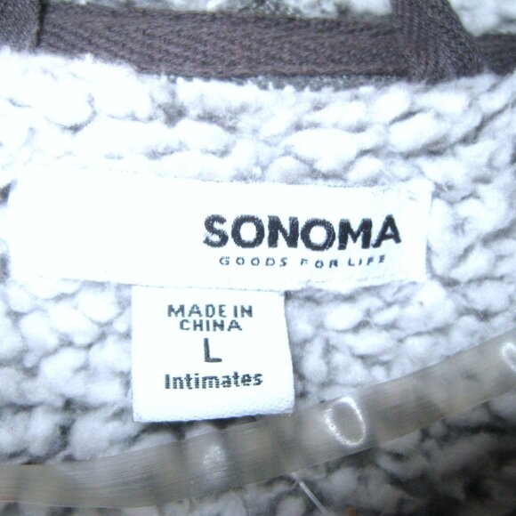 Sherpa Fleece Coat Open Front Gray Womens Size L with side Pockets - Picture 2 of 3